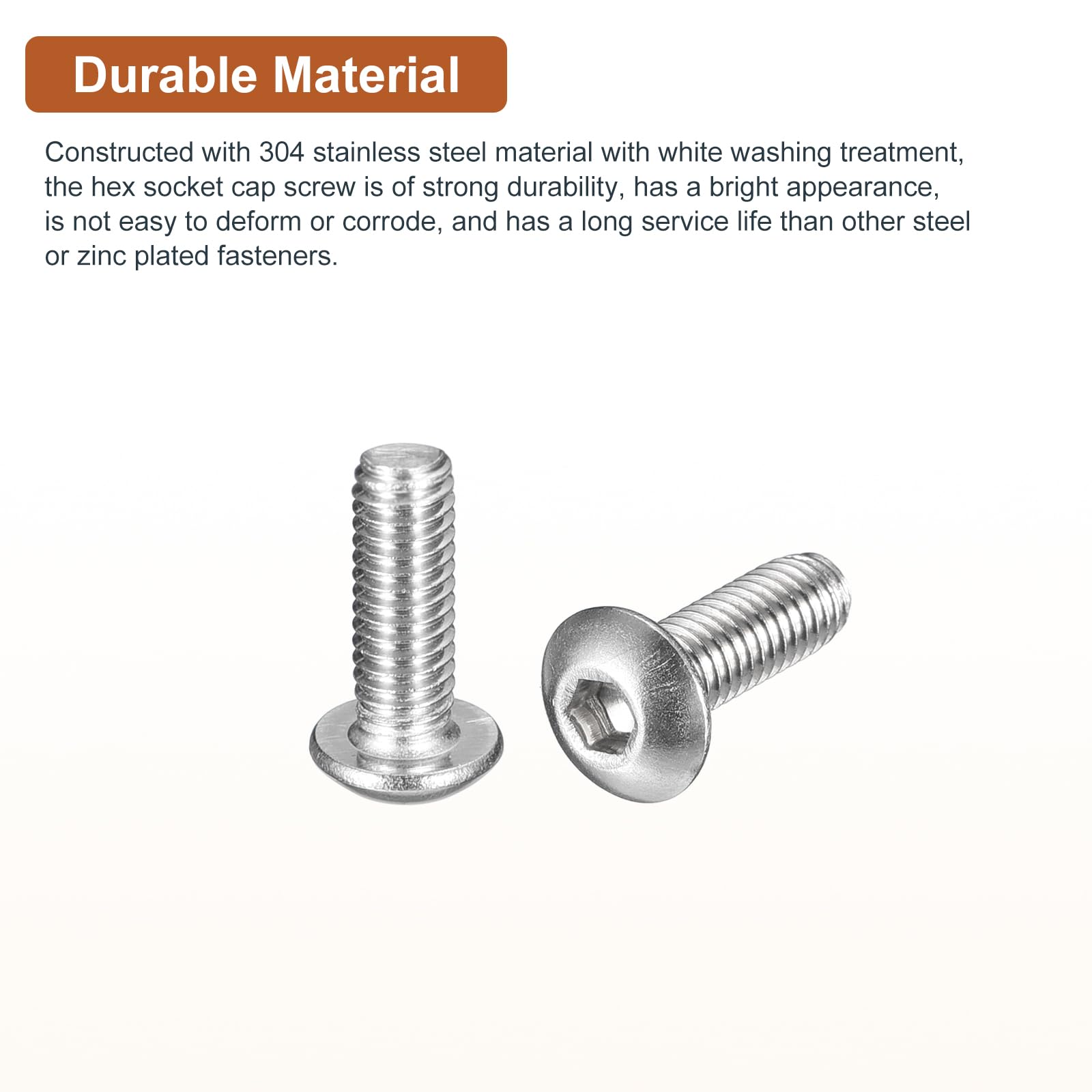 DTGN M4-0.7x12mm Button Head Socket Cap Screws - 80Pack - Good for Machine - 304 Stainless Steel 18/8 - Hex Drive Full Thread Fasteners - Image 3