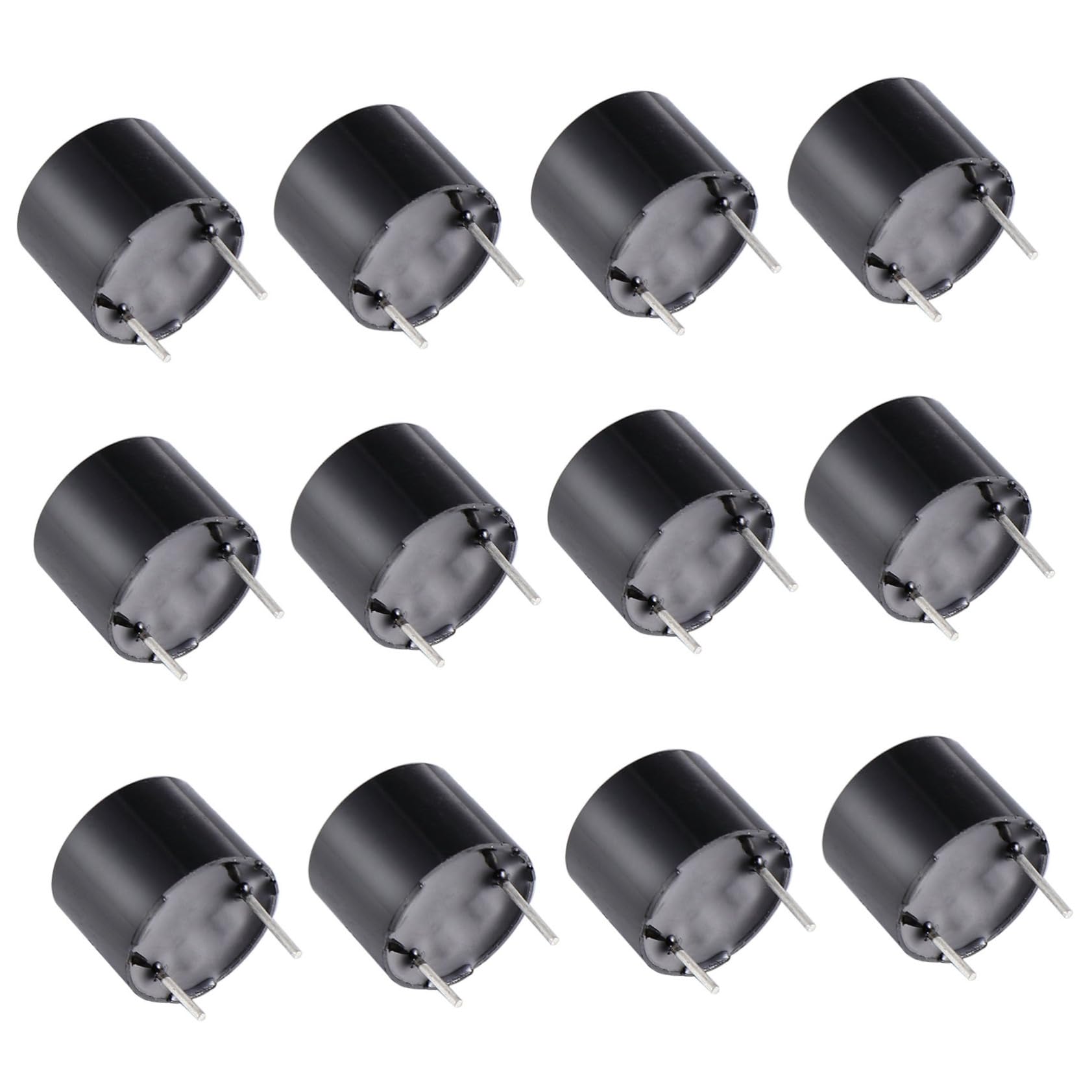 FUNOMOCYA 12pcs Buzzer Perimeter Trip Alarm Computers Electronic Components Magnetic Beep Tone Alarm Continuous Beep Tone Wired Active Beep Tone Alarm Ringer Plastic Packaging Black