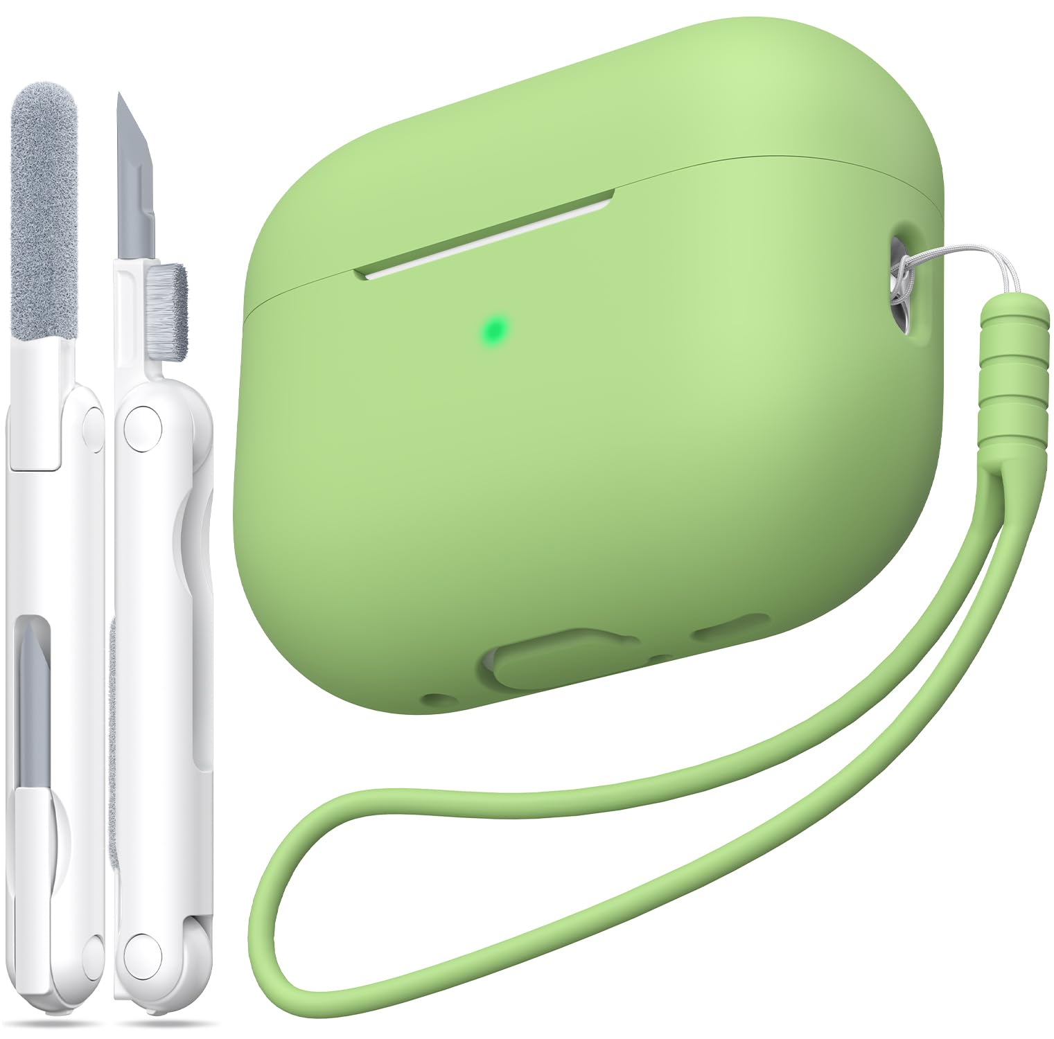 Photo 1 of MHYALUDO for AirPods Pro 1st/2nd Generation Case Cover, Military Grade Anti-Fall Soft Silicone Shock-Absorbing for AirPods Pro Case Skin Touch with Keychain and Cleaning Kit, B-Avocado