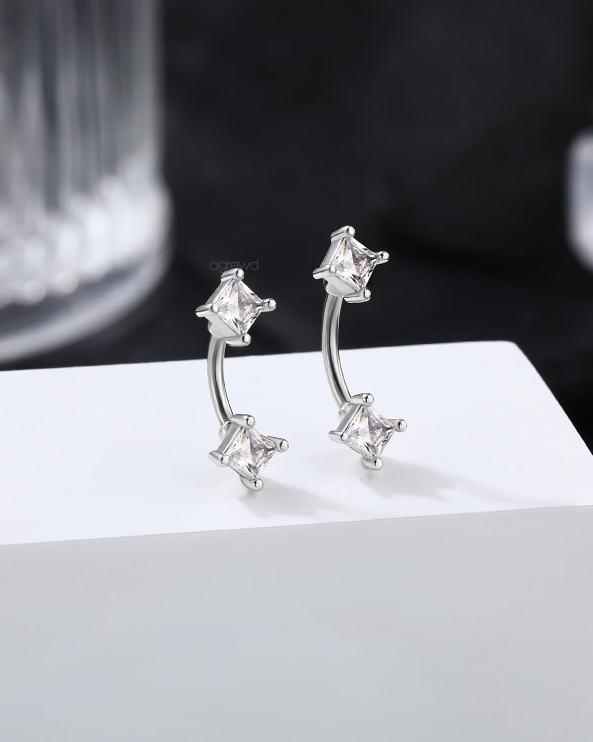 Rook Earrings 16G 6MM Rook Jewelry Square CZ Eyebrow Rings Stainless Steel Eyebrow Piercing Jewelry Lobe Earrings - Image 5