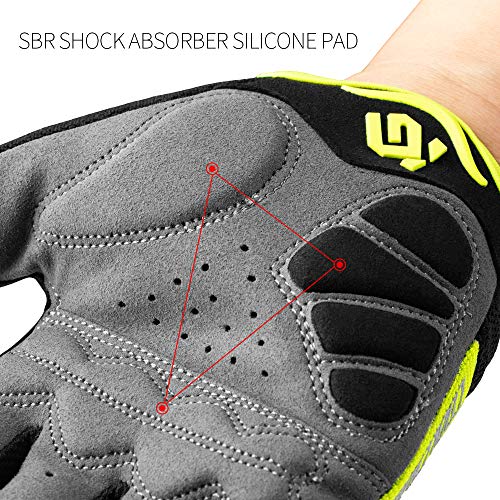 Cool Change Full Finger Bike Gloves Unisex Outdoor Touch Screen Cycling Gloves Road Mountain Bike Bicycle Gloves (Green, M) - Thumbnail 5