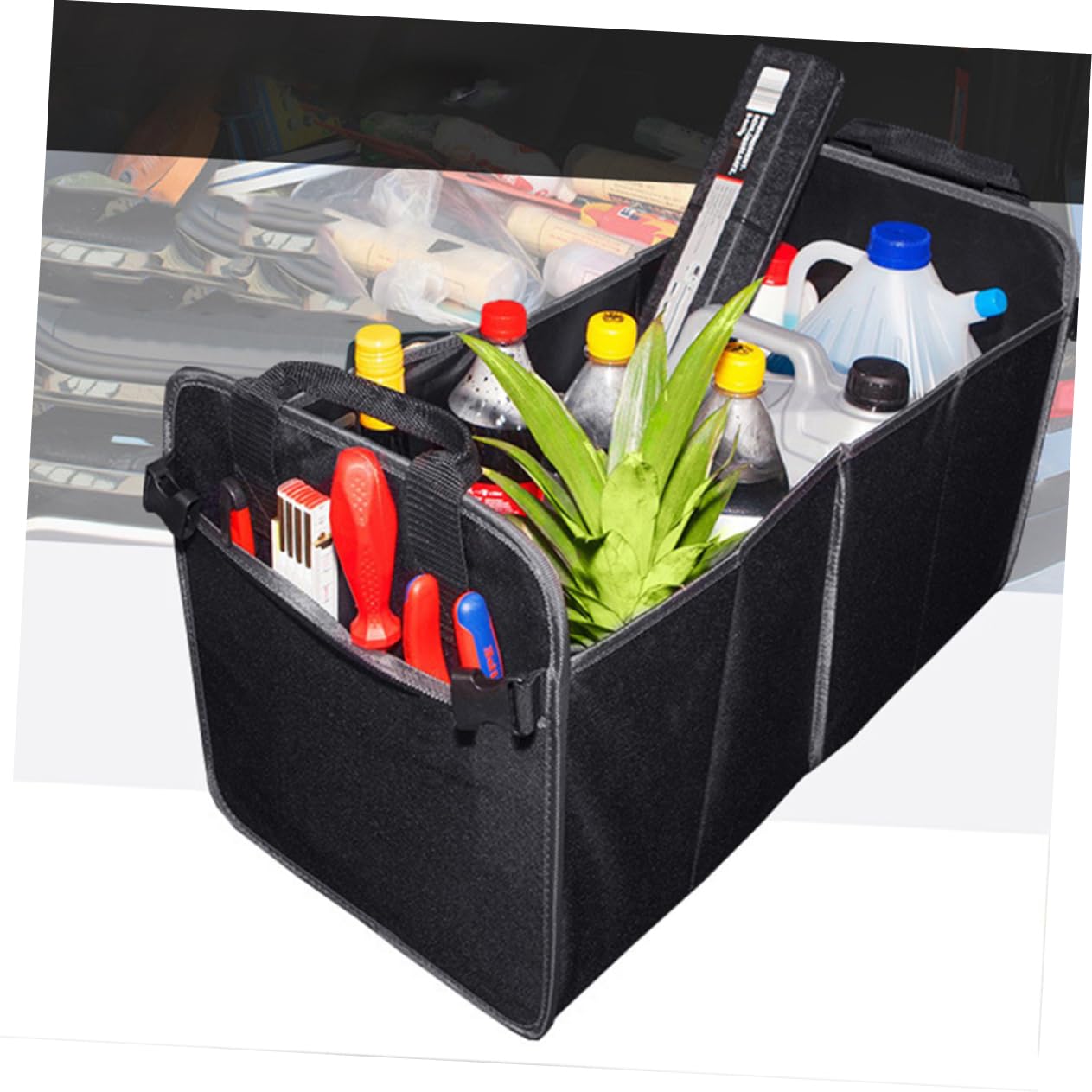 VALICLUD Organisateur de Coffre de Voiture Pliable Noir en Tissu Oxford
