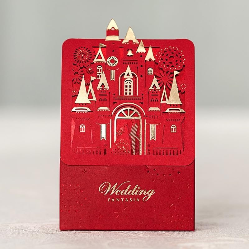 Gift Bags 10/30Pcs European Creative Wedding Gift Bag Wedding Queue Candy Box Castle Wedding Bag Gift Favor (Color : Red, Size : 10PCS_9.5X6X13.6CM)