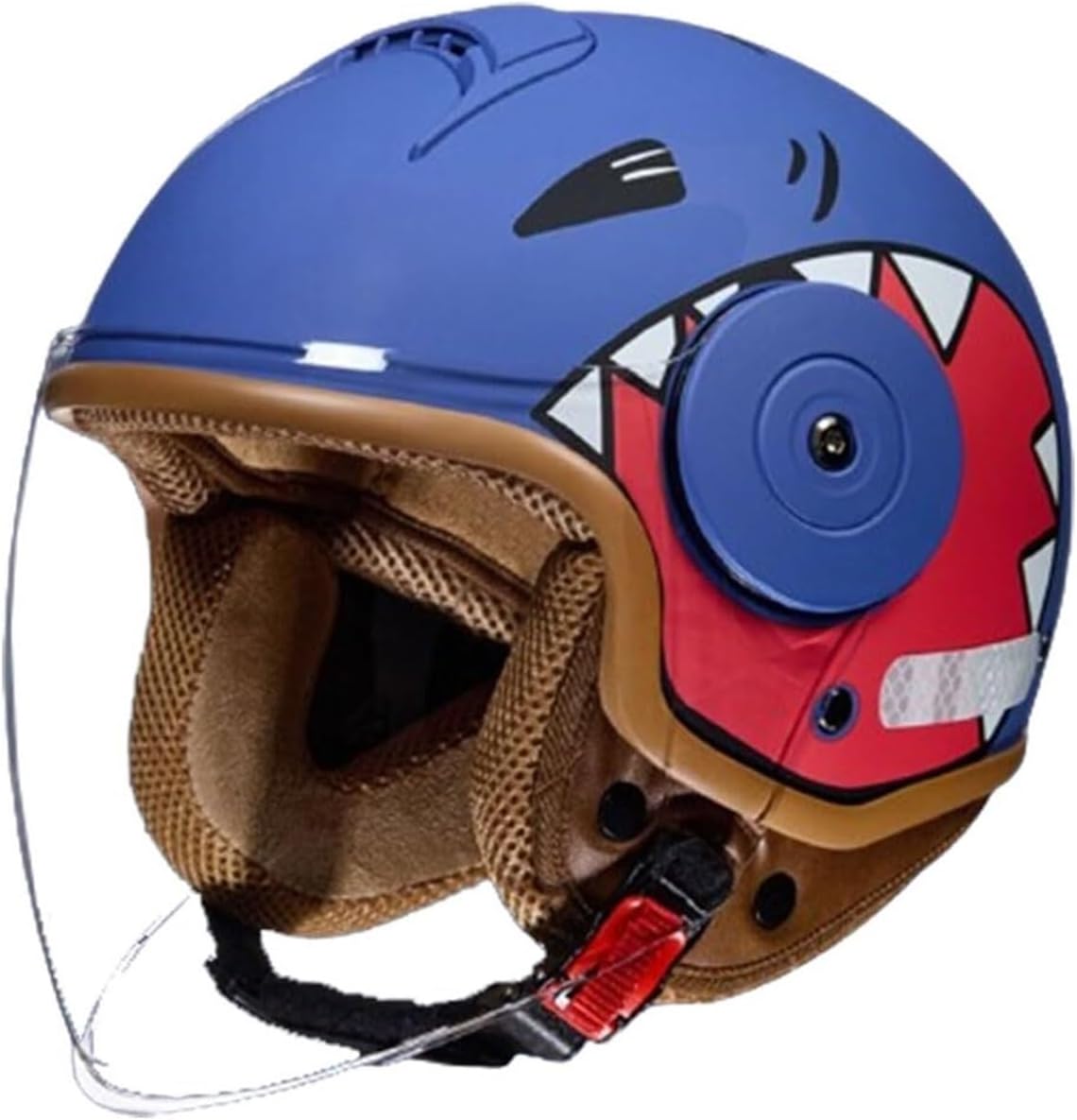 DOT Approved Cute 3/4 Kids Motorcycle Helmet for 3-14 Years Old, Boys Girls Go-Kart Dirt-Bike Street Electric Scooter Retro Youth Motorcycle Helmet for Moped ATV, Four Seasons