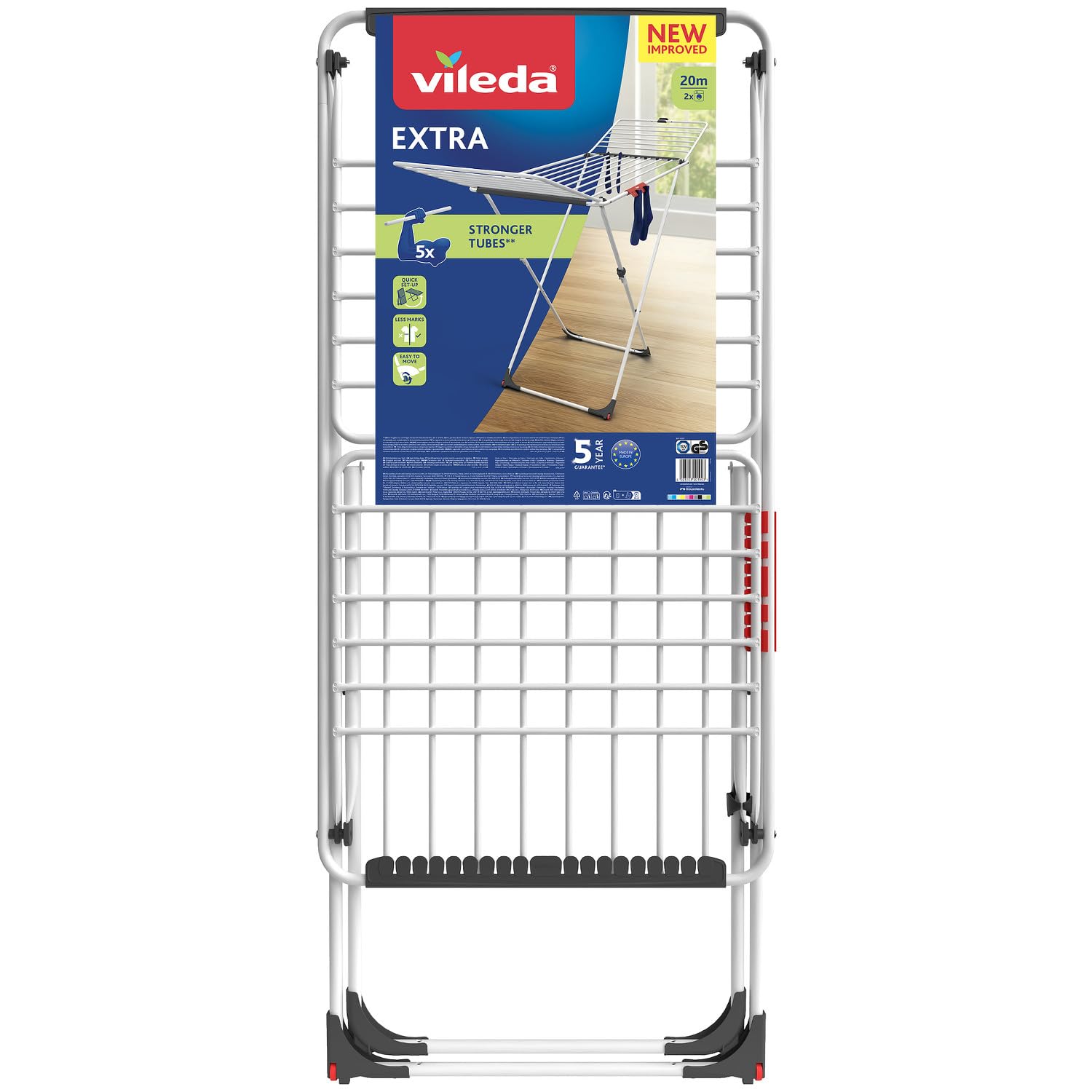 Vileda Wäscheständer Stahl, Aluminium, Trockenleinenlänge: 20m, Weiß