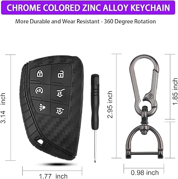QBUC 2 Pcs for Chevy Key Fob Cover, 6 Buttons Silicone (Carbon Fiber)