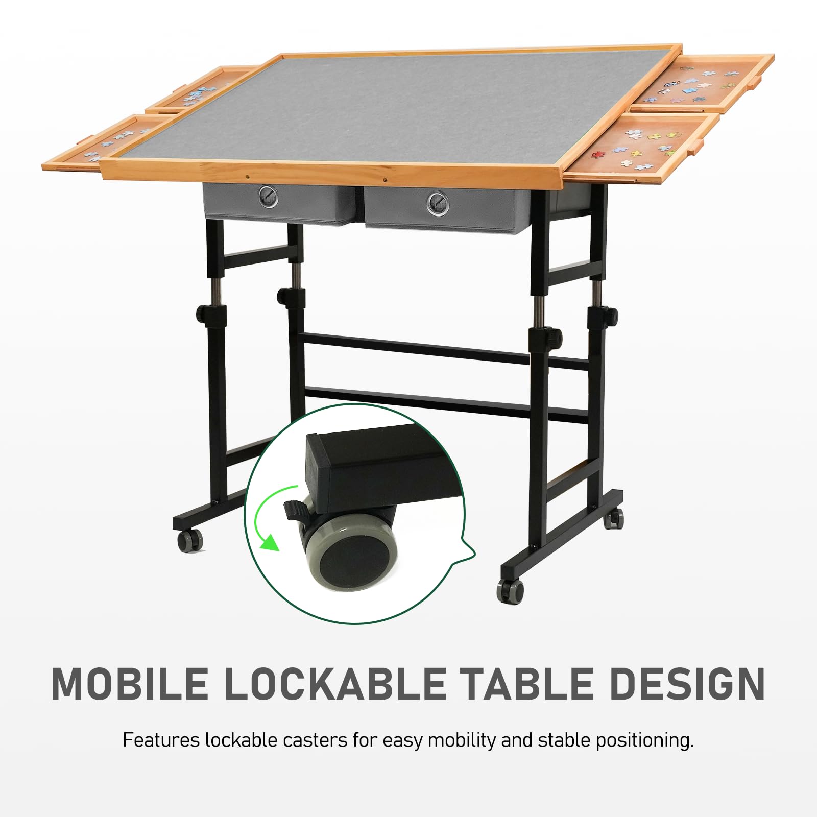1500 Pieces Puzzle Table with Wheels, with Drawers and Cover, 34.25" x 25.2" Adjustable Height & 45° Tilting, Puzzle Board for Adults
