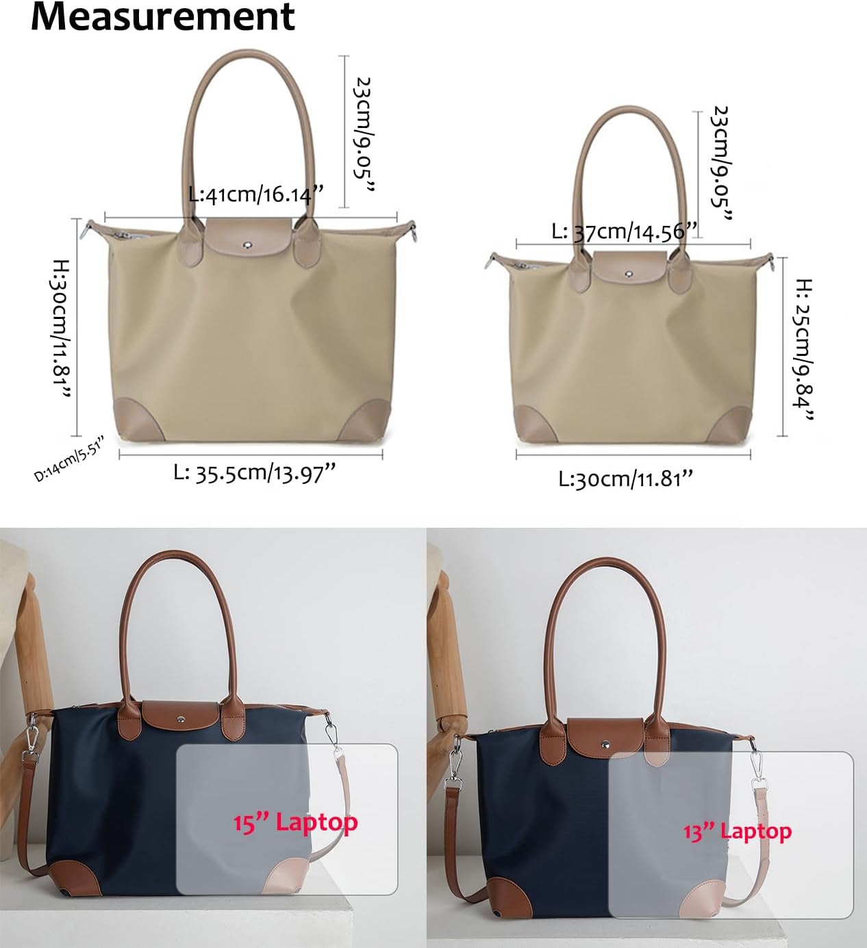 YXBQueen Laptop Bag for Women Waterproof Lightweight Purses Computer Tote Bag Large Handbag Shoulder Bag with Zipper,13/15'' - Image 6