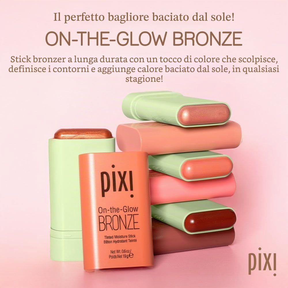 Pixi Beauty On-the-Glow Bronze | Colore: WarmGlow | Stick Abbronzante Idratante per Guance e Labbra | Con Ginseng, Aloe Vera e Estratti di Frutta | Senza Parabeni | 19 g / 0,6 oz