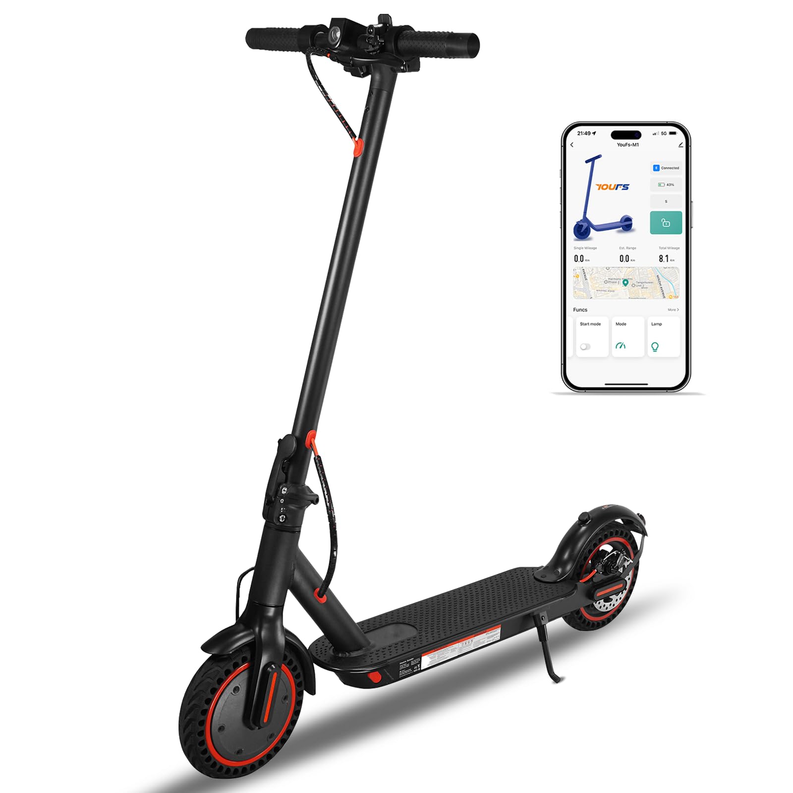 Adult Electric Scooter 500W Motor Escooter Dual Suspension 8 5 10 Solid Tires 19 Mph 19-25 Miles Commuting