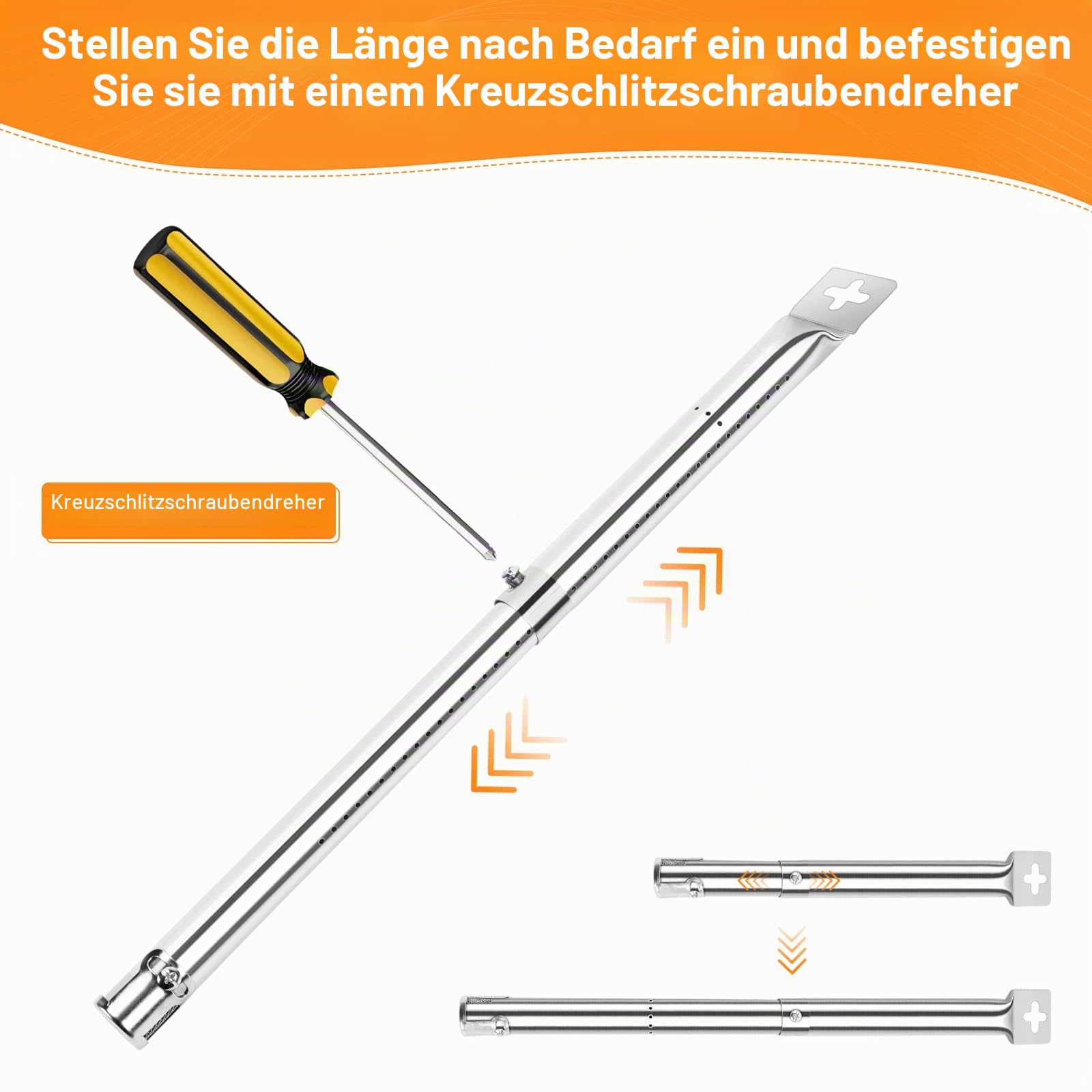 GFTIME 31-44cm Universal Brenner Ersatzteile für Landmann, Tepro, Enders, Campingaz, Master Forge, Perfect Flame, Uniflame Lowes Gasgrills, Edelstahl Rohrbrenner Zubehör, 3 Stück