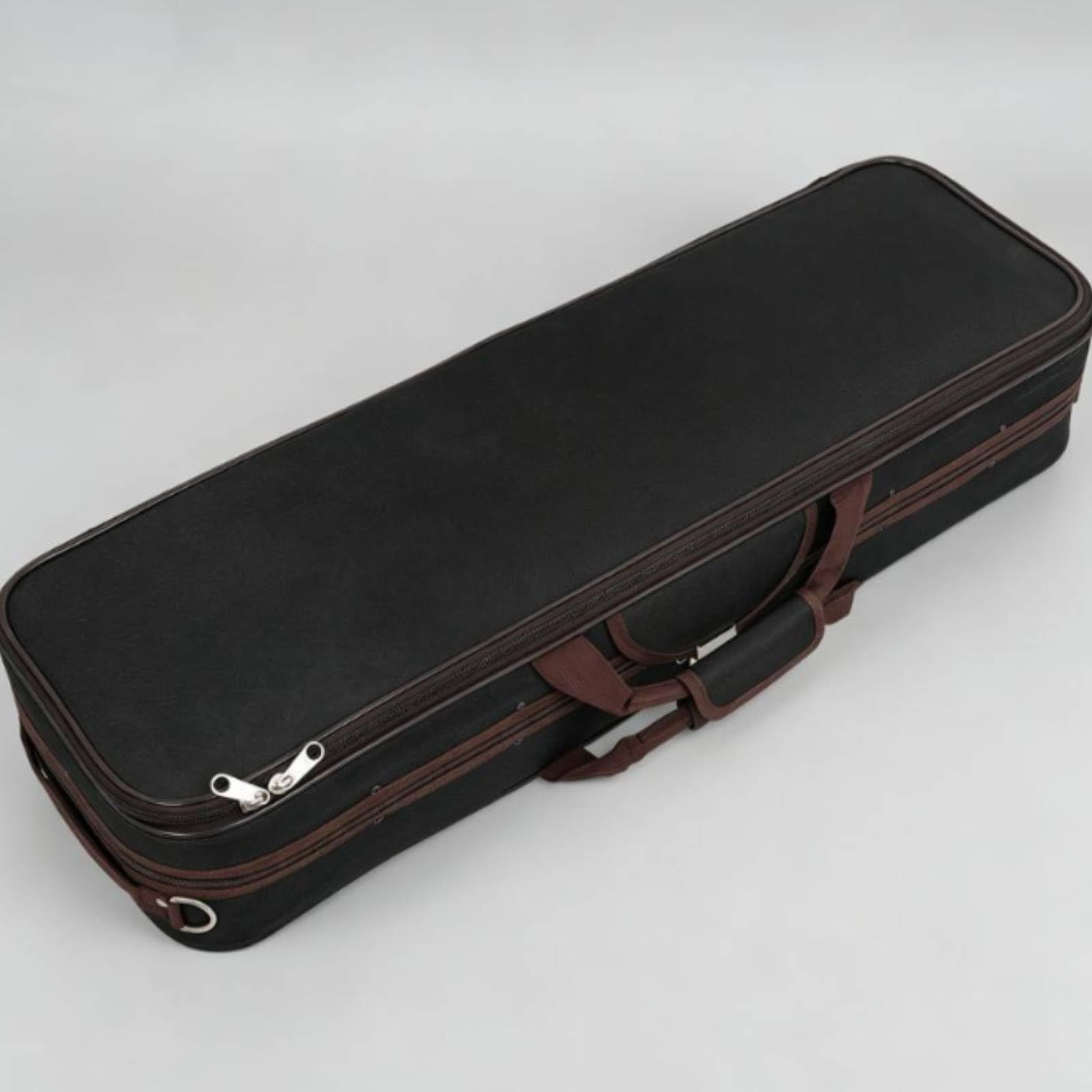 Estuche de Violín de Tela Oxford Ligero Estuche Rectangular Violín Antigolpes Instrumento Musical para Concierto, Negro, Negro Cadena Plateada