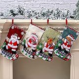 Decoración navideña: botas de Papá Noel con figuras de Navidad en 3D, como Papá Noel, reno, oso, muñeco de nieve, muy adecuadas para la decoración de Navidad. Se puede colgar en cualquier lugar, por ejemplo, en la chimenea de Navidad, pared, árbol de Navidad, puerta, escaparate, bar, escaleras, balcón, oficina, etc