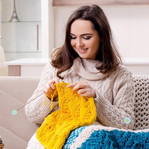 Miniatura 5 de WEBEEDY 24 tapones de aguja de tejer, protectores de punta de aguja de margaritas y hojas, protectores de punta de tejer pequeños, tapas de extremo