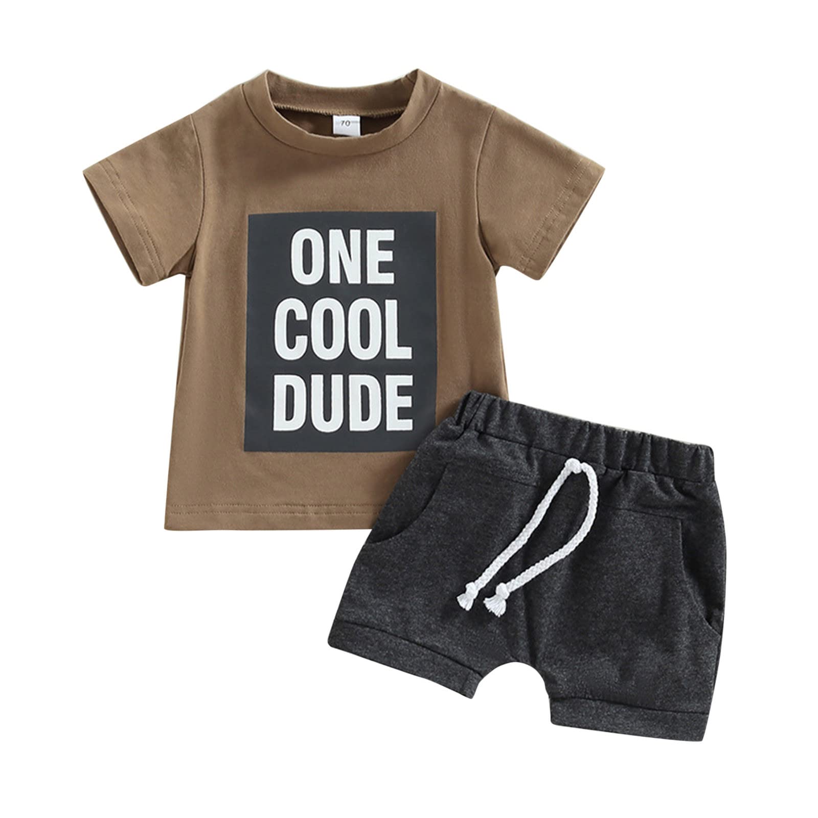 Set Estivo Per Bambino Con Stampa Lettera E Pantaloncini A Righe – 95% Cotone, Maniche Corte, Elastico In Vita, Taglie 6-12M A 3-4 Anni - 6