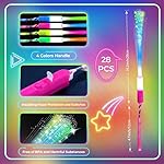 28 PCS Glow Fiber Wands Sticks, LED Light Wands, Glow in The Dark Party Supplies, Fiber Optic Wands, LED Flashing Sticks, Fiber Optic Light Wand Stick for Party, Wedding, Halloween & New Year - Image 3