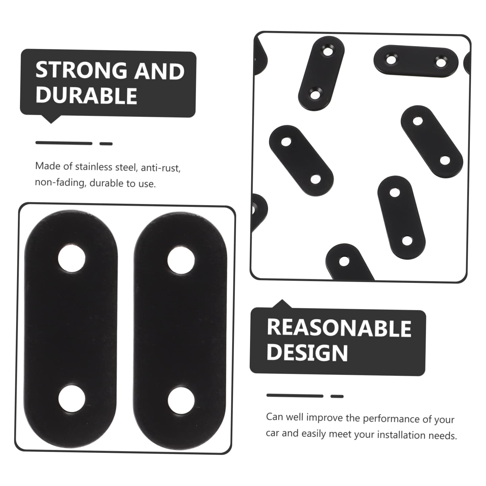 NAMOARLY Set of 20 Flat Plate Brackets Steel Corner Bracket Mending Plates Metal Brackets