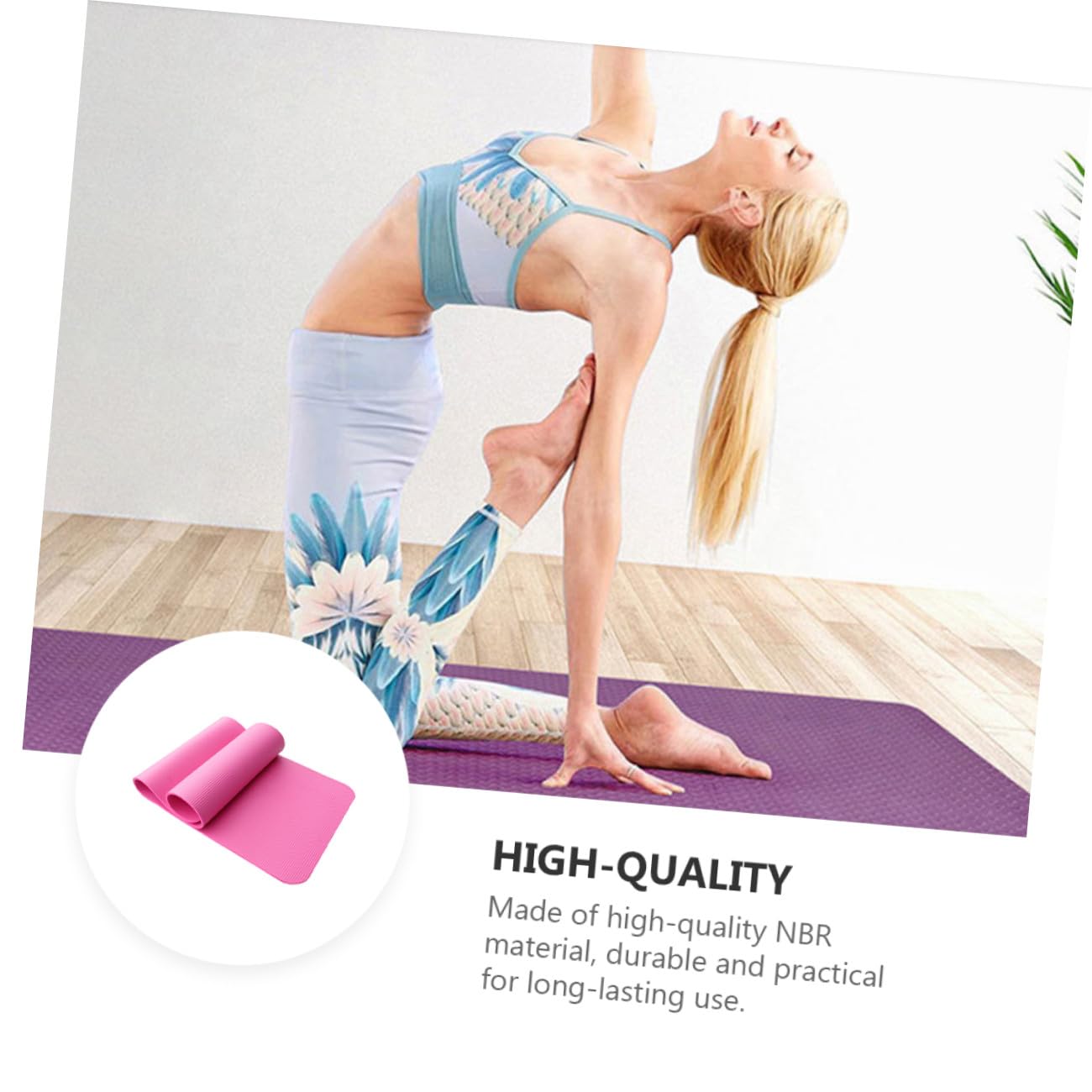 Tappetino da Yoga Nbr Spesso Antiscivolo Rosa per Fitness
