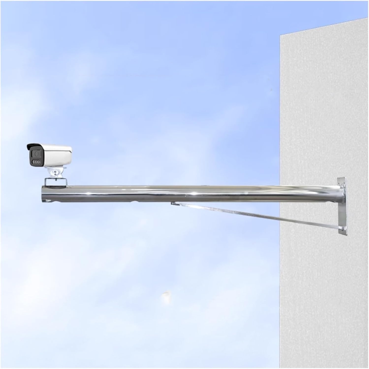 Soporte de Pared metálico para cámaras de Seguridad IP/PTZ/Domo/Caja - Soporte extralargo para Poste de vigilancia (Blanco-A, 50 cm)