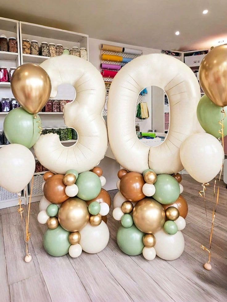 Image of Number Balloons Cream 3 Balloon 40 inch for 3rd Birthday Party Decoration | Saturated Color, Large 40 inch, With Inflation Straw & Hanging Holes, Great for Wedding, Anniversary, Thanksgiving, Christmas
