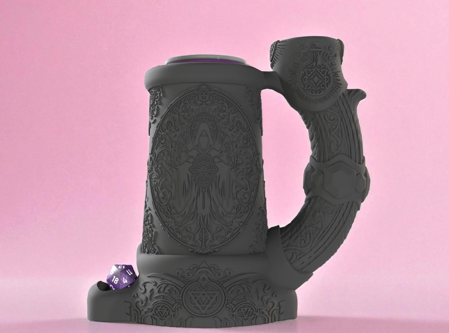 Dark Sorcerer Can Cozy Dice Tower, rullo di dadi e porta bevande, regalo di ruolo da tavolo con Dungeons and Dragons, accessorio da tavolo per giochi di ruolo, decorazione dungeon master, tazza gotica