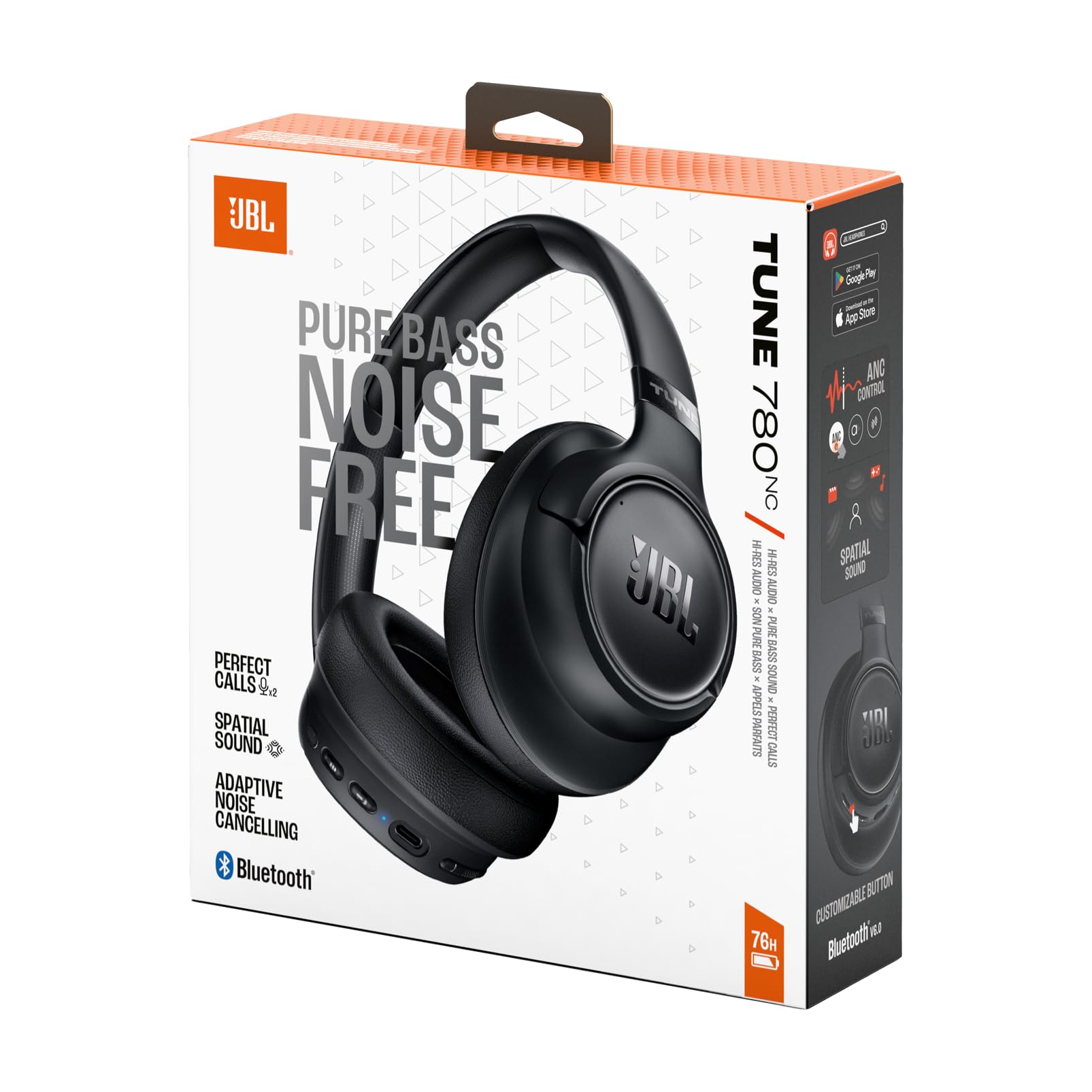 JBL Tune 780NC, Kabelloser Over-Ear-Kopfhörer mit Noise-Cancelling, Schwarz | Bluetooth 6.0, Smart Ambient, Bis zu 76 Stunden Akkulaufzeit, Google Fast Pair, Microsoft Swift Pair und Hi-Res Audio