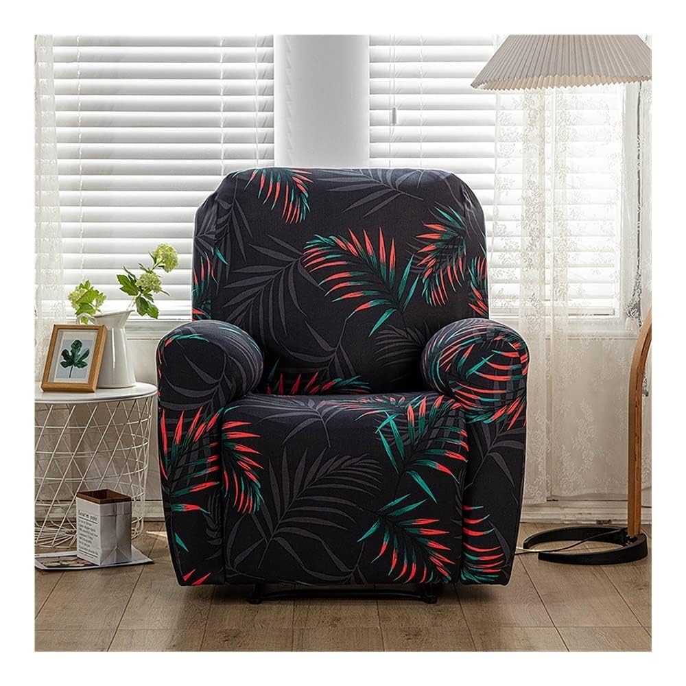 forestalk Slipcover 4-Pieces Recliner Chair Cover Stretch Printed Sofa Cover Chair Covers Non Slip Reclining Slipcovers With Elastic Bottom Furniture Protector(Color:N)