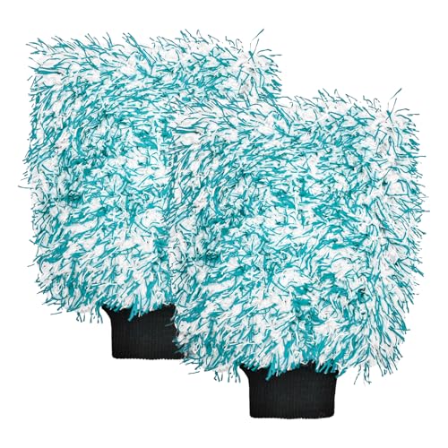 JNXIJ 2 PCS Car Wash Mitts, 8×10 Inches Lint-Free & Scratch-Free Microfiber Cleaning Gloves, Ultra Absorbent Washing Glove Detailing Wash Mitt for Sedan Truck SUV, Car Accessories (Green)