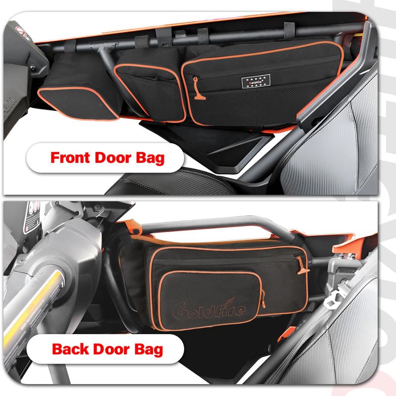 Bolsas de almacenamiento traseras para UTV, compatibles con Can-Am Maverick X3 2017-2026 (todos los modelos), organizadores para puertas del conductor y pasajero, paquete de 2 - Naranja miniatura 7
