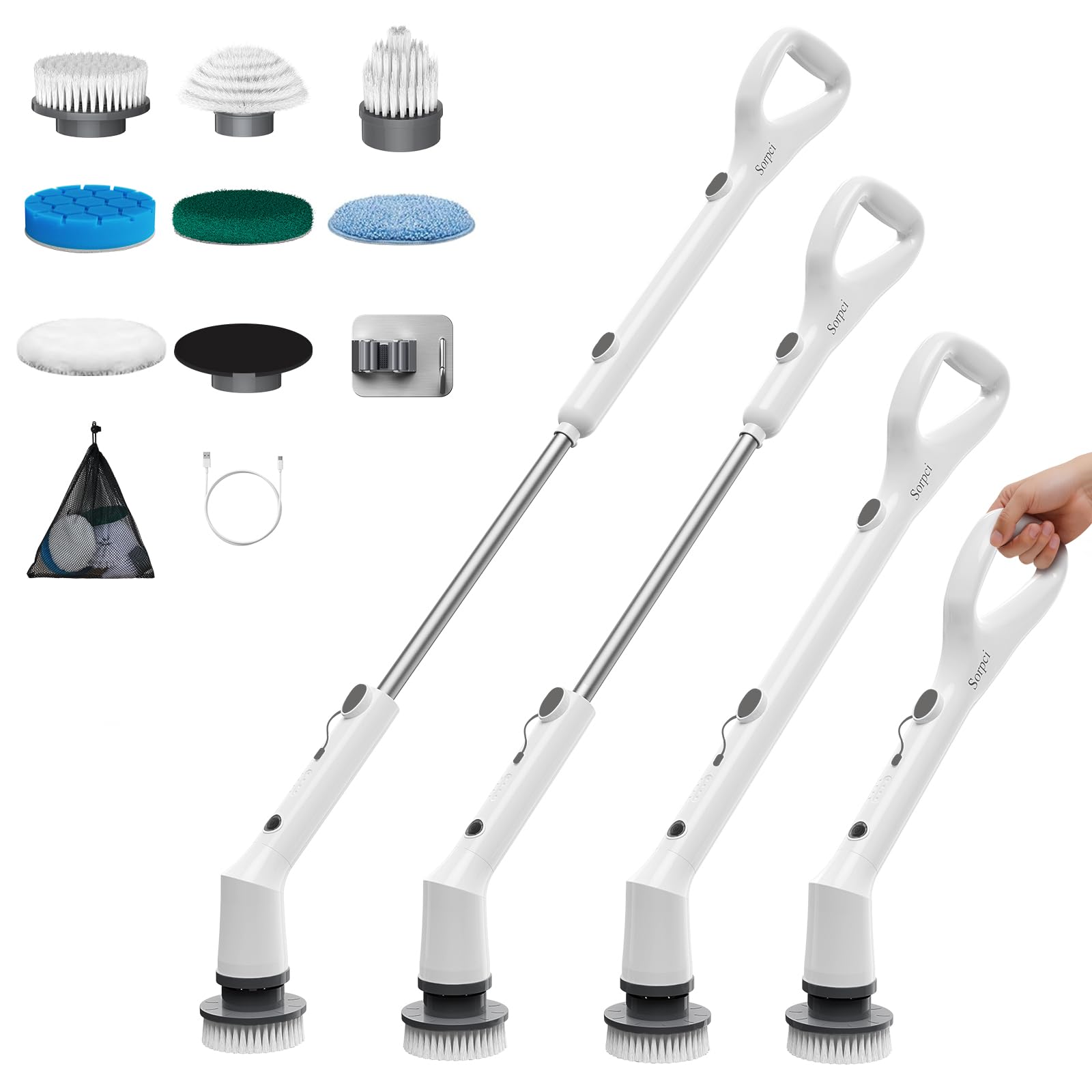 Electric Spin Scrubber 2025 New Cordless Cleaning Brush Shower Cleaning Brush with 7 Replaceable Brush Heads Power Scrubber
