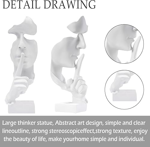 Miniatura 7 de aboxoo Silence is Gold - Estatua de pensador de oro, cosas modernas y simples, esculturas creativas de figura abstracta para entrada, habitación