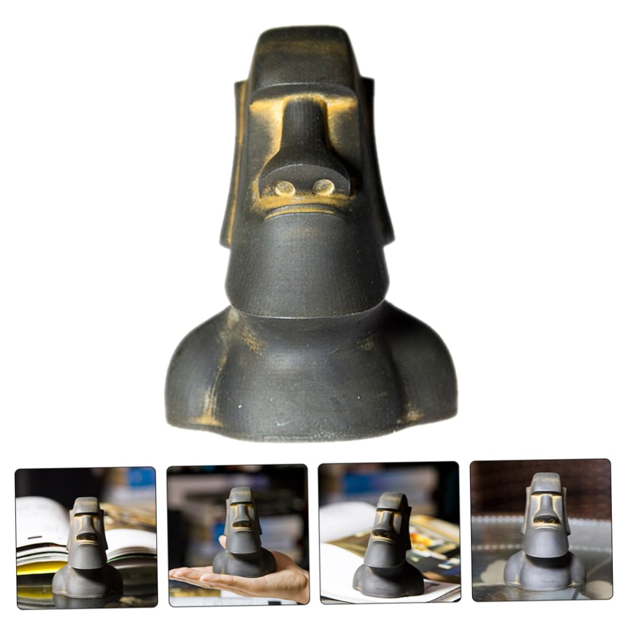 Didiseaon Statua Moai in Miniatura Decorazione in Resina Isola Pasqua Scultura Da Scrivania Per Testa Moai
