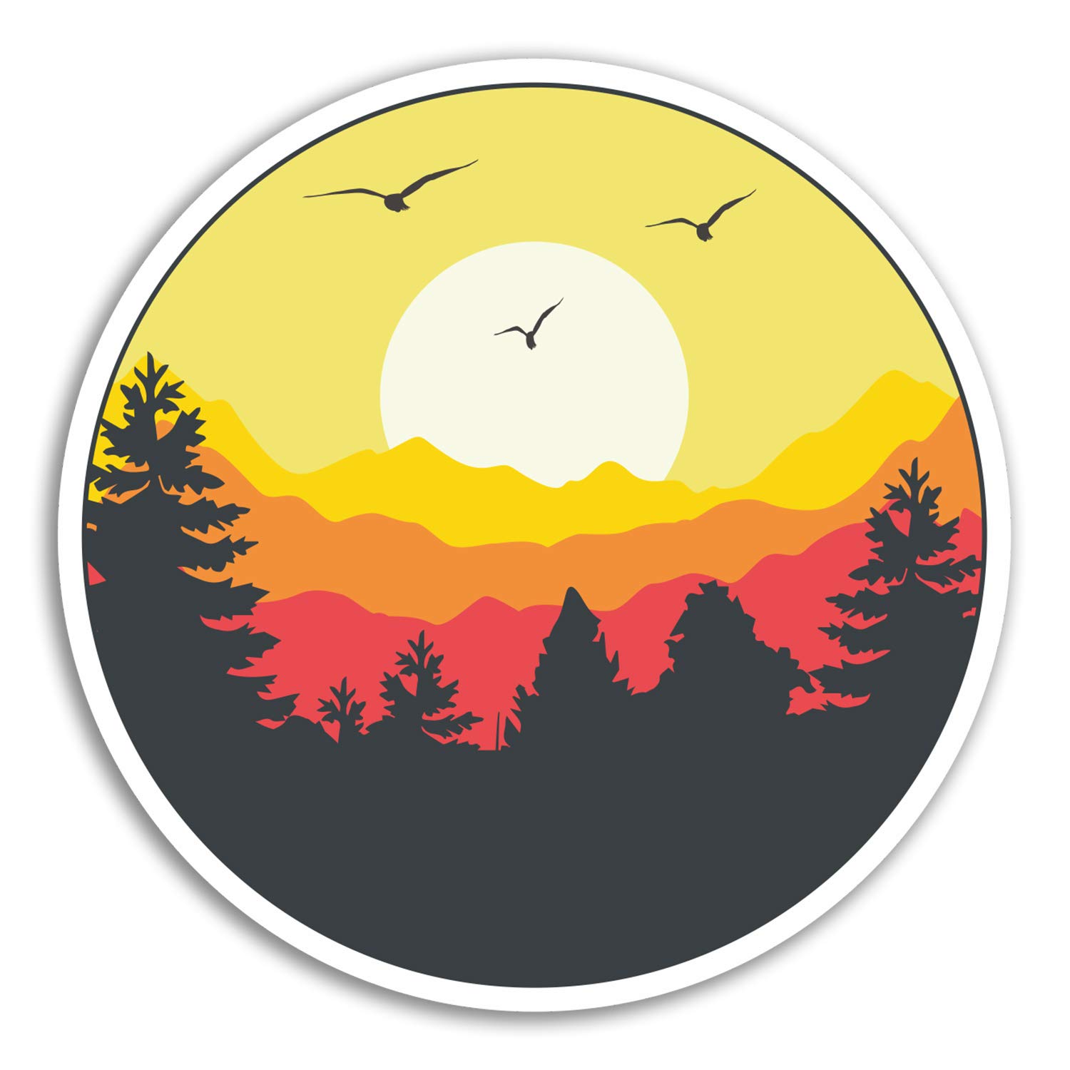 2 x 10cm Sunrise Sunset Vinyl Stickers - Forest Sun Sky Sticker Laptop #18506 (10cm Tall)