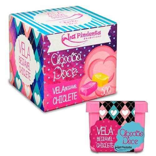 Vela Aromática Perfumada de Massagem Beijável Algodão Doce Chiclete - 50g, La Pimienta