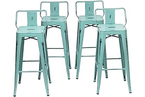 Changjie Distressed Blue-Green Bar Stools