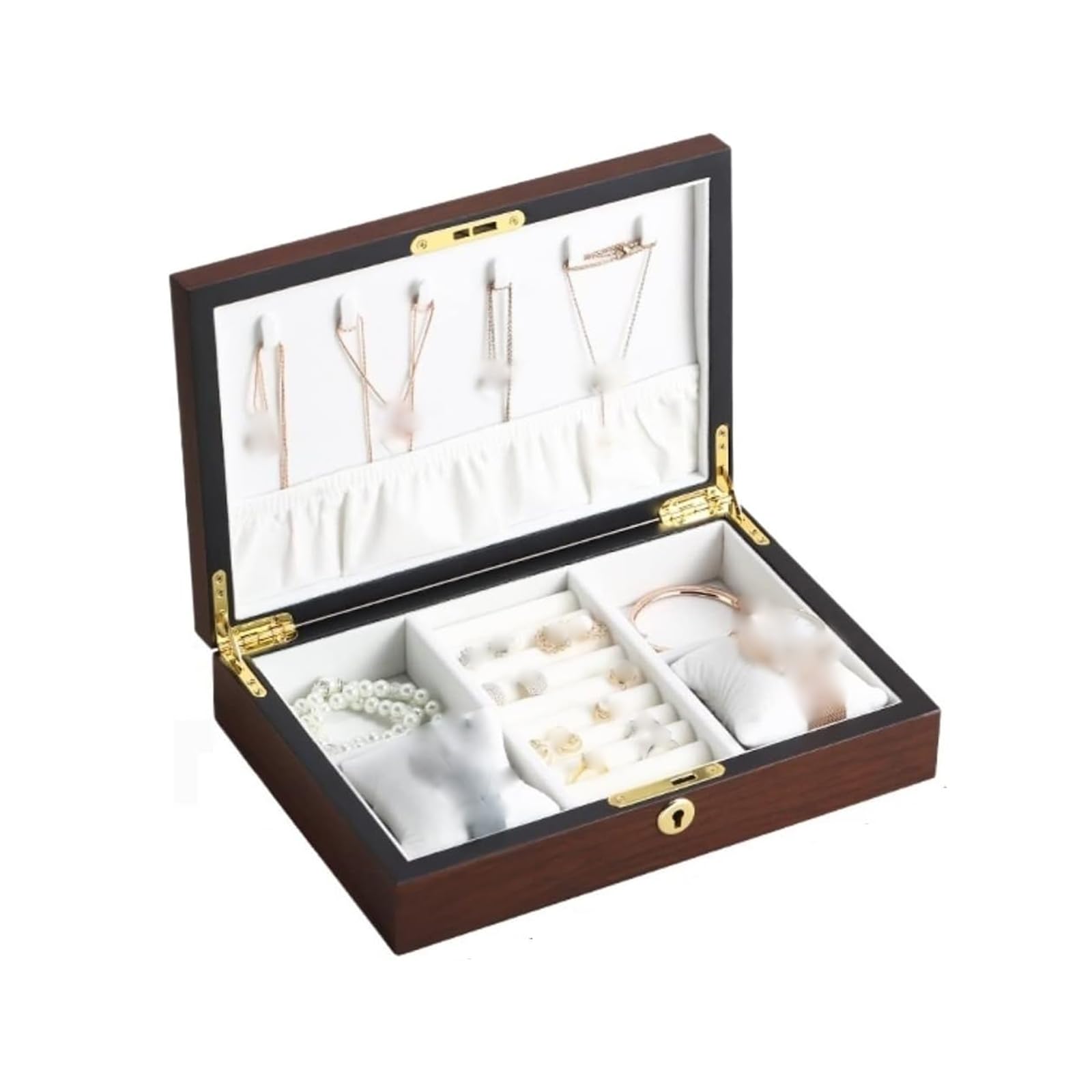 HVMBEUGOS Watch Box Watch Box Large Wood Jewelry Box Wooden Necklace Ring Earring Watch Organizer Jewellery Storage Case Watch Storage (A)