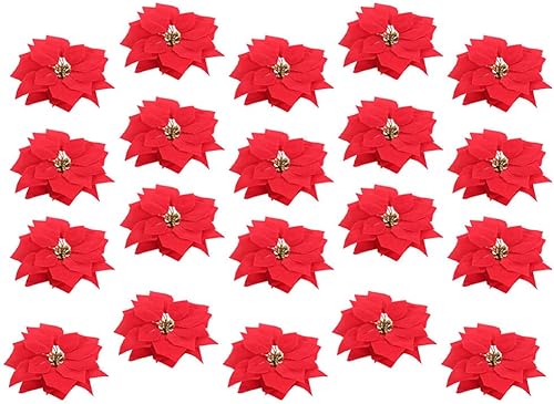 Artibetter - 20 arbustos de poinsettia para árbol de Navidad, decoración, poinsettia, flores, Navidad, bricolaje, artesanía, decoración, Tejido no
