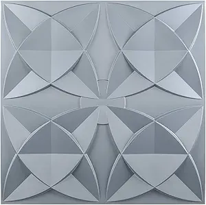 Art3d Decorative Ceiling Tile 2x2 Glue up, Suspended Ceiling Tile Pack of 48pcs Gray Floral