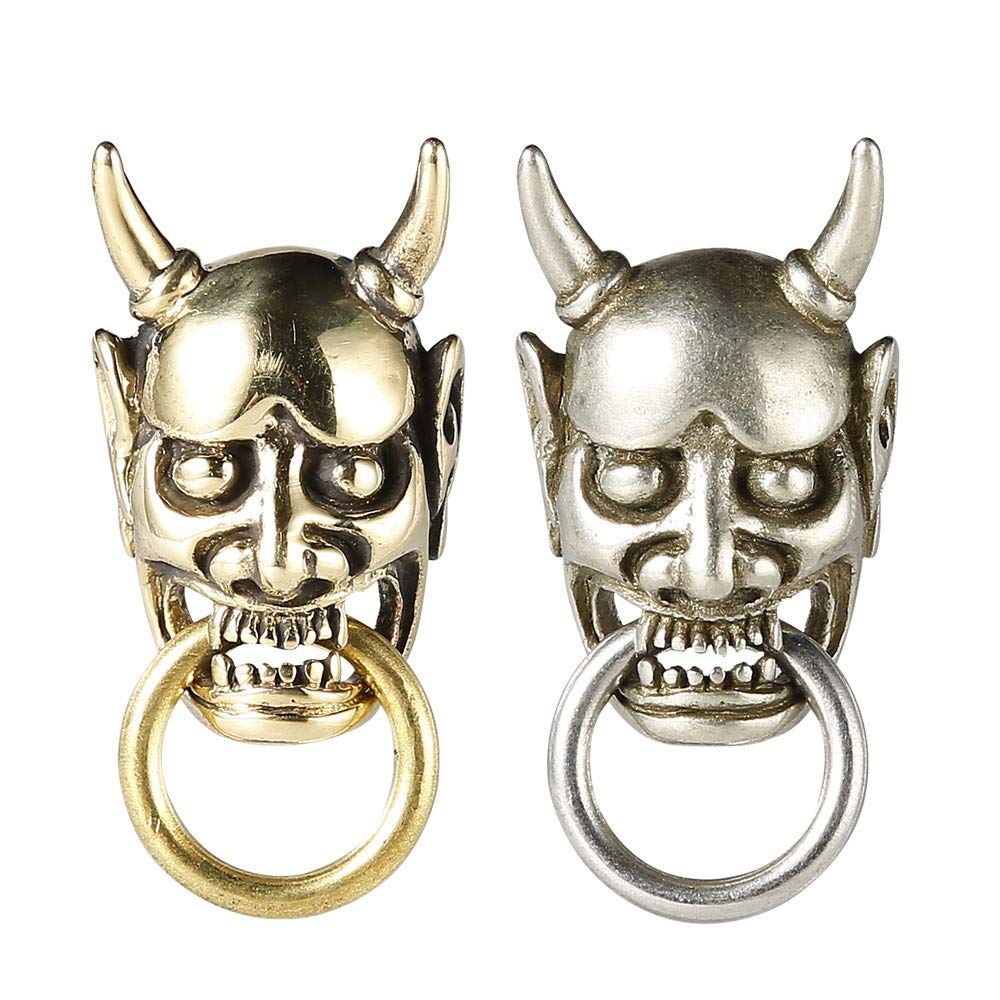 Brass Conchos Screw Back Leather Crafting Concho for Leather Skull Biker Wallet Chain Connector 2 Pieces (Hannya Gold)