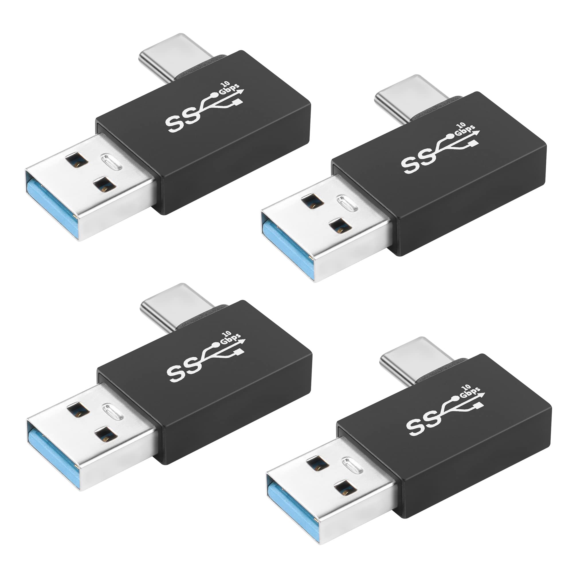 QIANRENON 90° Angle USB3.1 Male to USB C Male Charging Adapter 10Gbps USB3.1 Plug to USB C Plug Left Angle Data Connector QC60W/PD15W (only A to C),