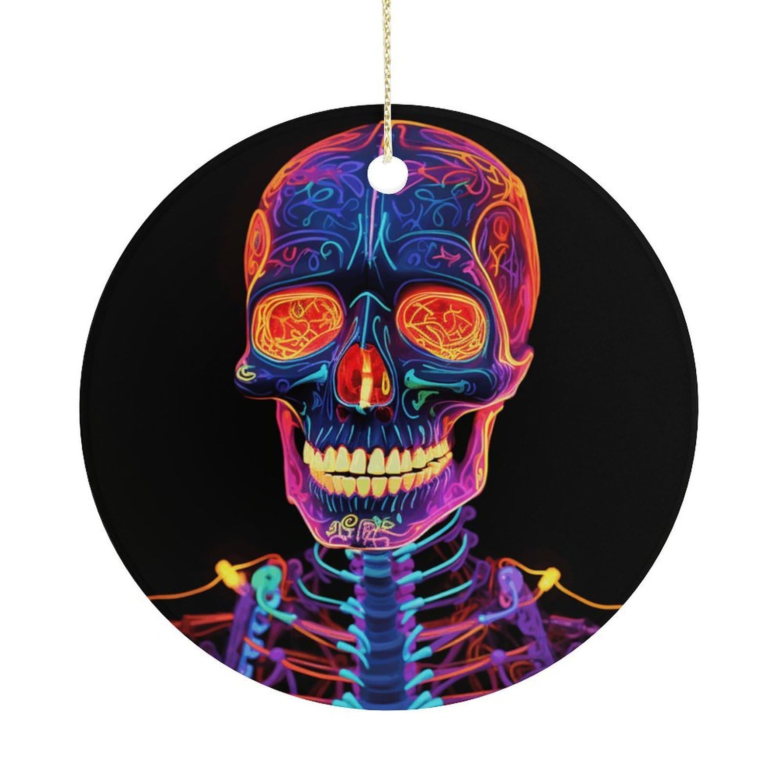 Adfgyerh Women's Style Skull Glowing Hanging Ceramic Ornaments, Christmas Tree Decorations, Funny Home Decor Gifts For Sisters & Work Best Friends