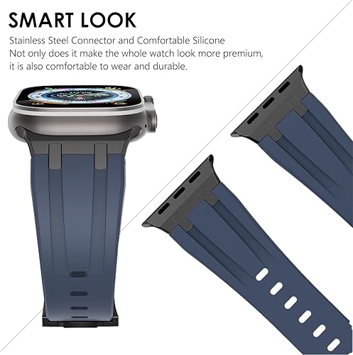 Miniatura 3 de NewWays Correa para Apple Watch de 1.61 pulgadas, 1.57 pulgadas, 1.57 pulgadas, 1.49 pulgadas, banda ancha de goma de silicona líquida deportiva AP