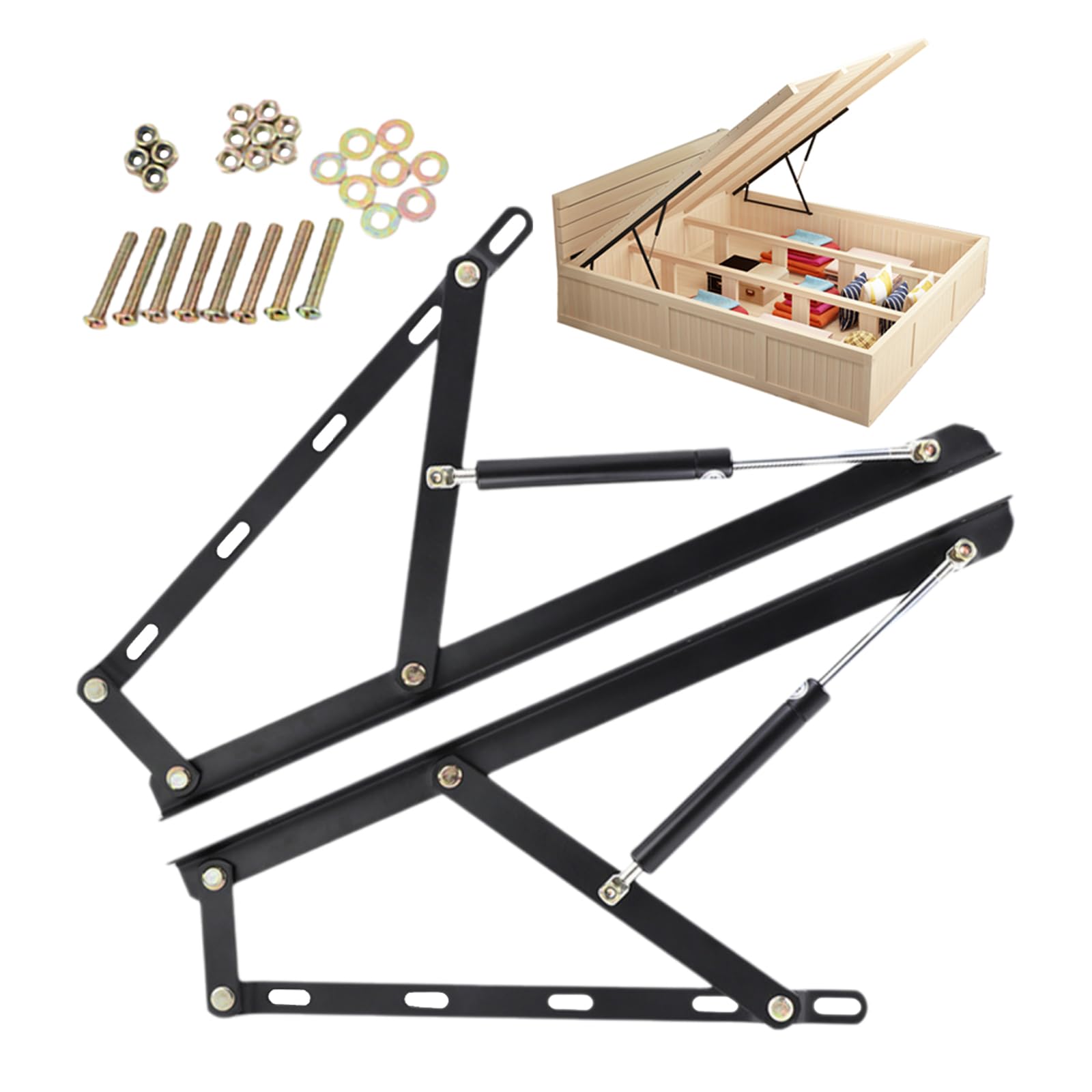 Kit con meccanismo di sollevamento idraulico per letti, cerniera di sollevamento pneumatica, connessione stabile, apertura e chiusura fluide, adatto per scatole portaoggetti, tatami, divani, letti