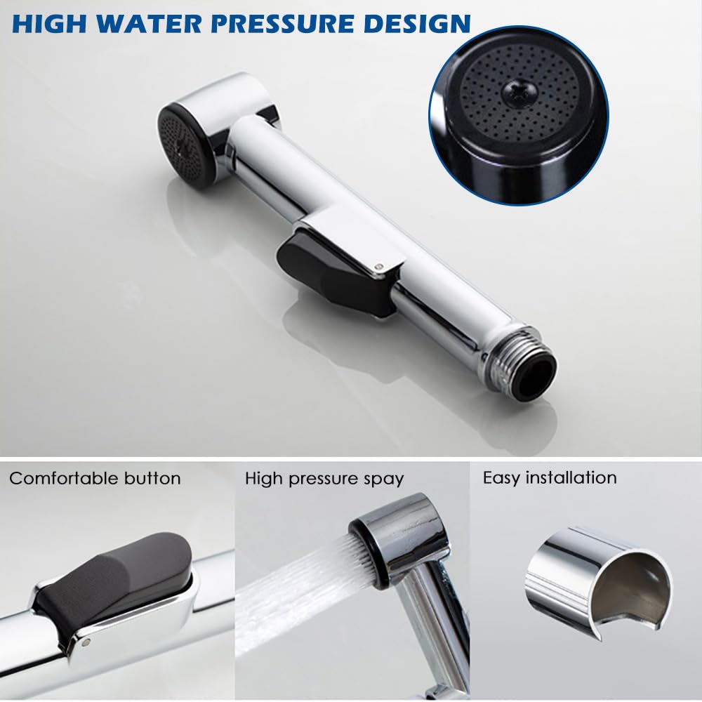 Doccetta per Bidet Doccetta per Lavandino Kit Include Spruzzatore per WC, Deviatore per Rubinetto, Tubo Doccia Estensibile 2m, Perfetto per Igiene Personale Doccia Bagno WC