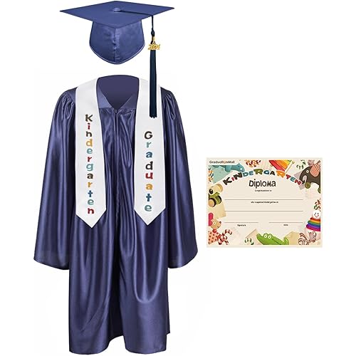 GraduationMall Kindergarten Graduation Cap Gown Stole Package with 2024 Tassel, Certificate