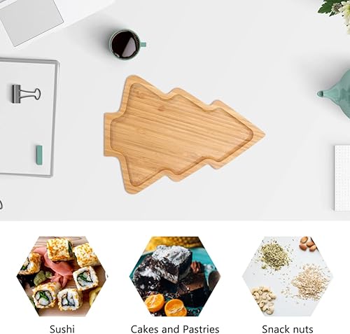 Miniatura 8 de ERINGOGO Bandeja de madera para servir - Platos de madera en forma de árbol de Navidad, bandejas decorativas para aperitivos de queso, bandejas para