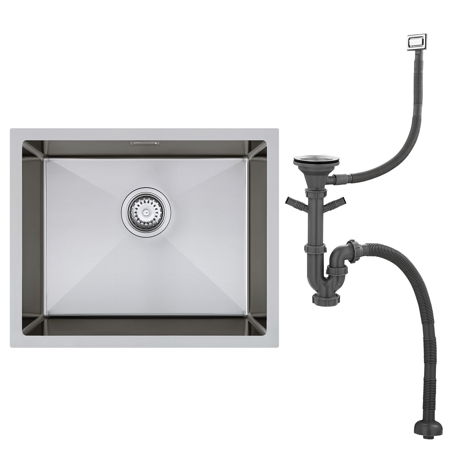 OUGOO Kitchen Sink 55x45 cm, 304 Stainless Steel Sink Single Bowl, Brushed