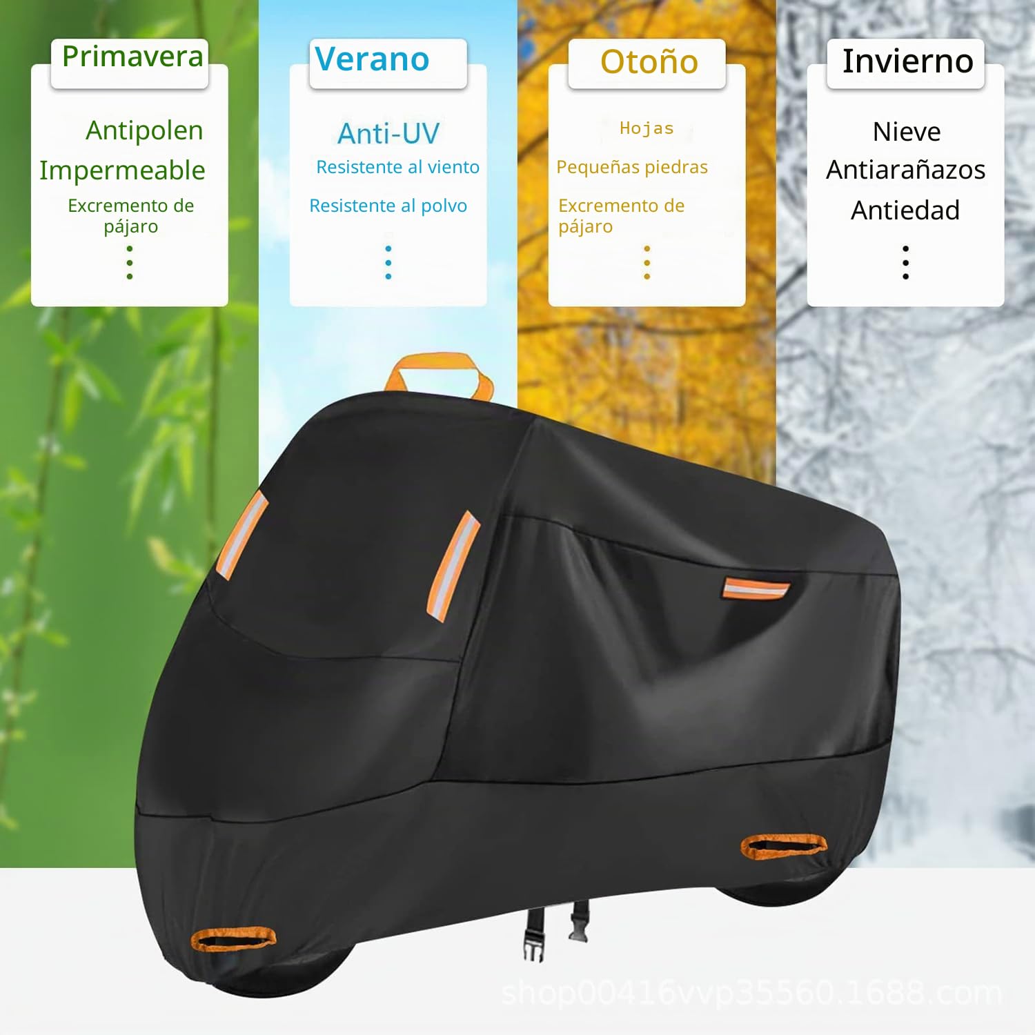 Funda De Moto Impermeable con Nano Tela 420D,Telo per Moto Da Esterno,Funda Impermeable para Motocicleta,con Bandas Reflectantes & Orificios Antirrobo,para Motocicletas(XL 280 x 96 x 138 Cm)