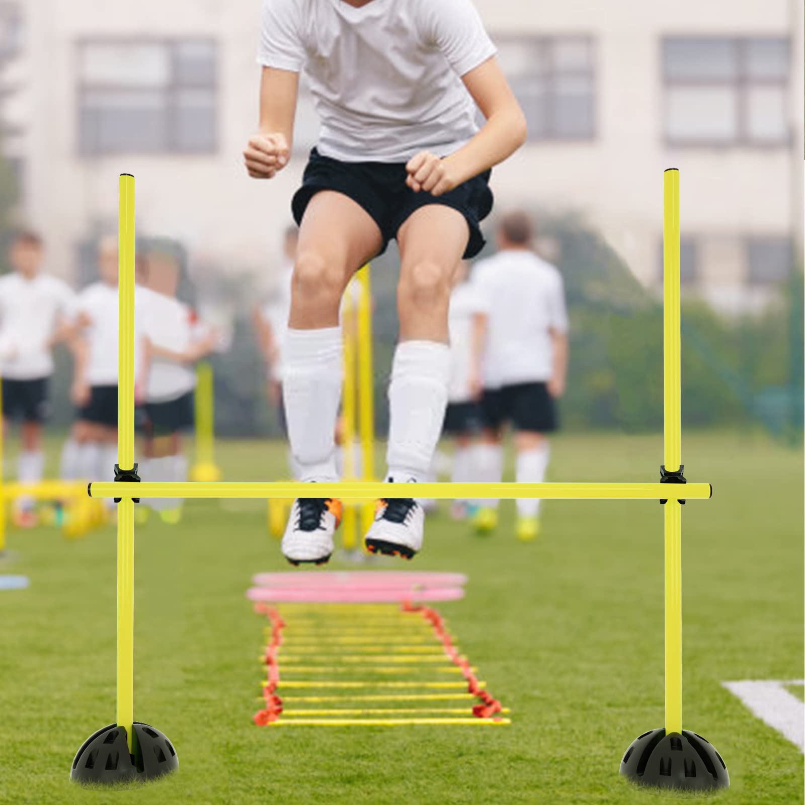 Set di ostacoli multifunzionali, per allenamento condizionale, rimbalzo, dribbling e mobilità, colore: giallo