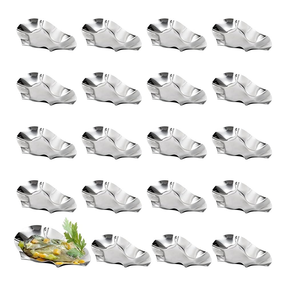 CTRLZS Oyster Shells Stainless Steel Reusable Grillable 24pcs Metal Dish for Baked Grilled for Seafood Cooking